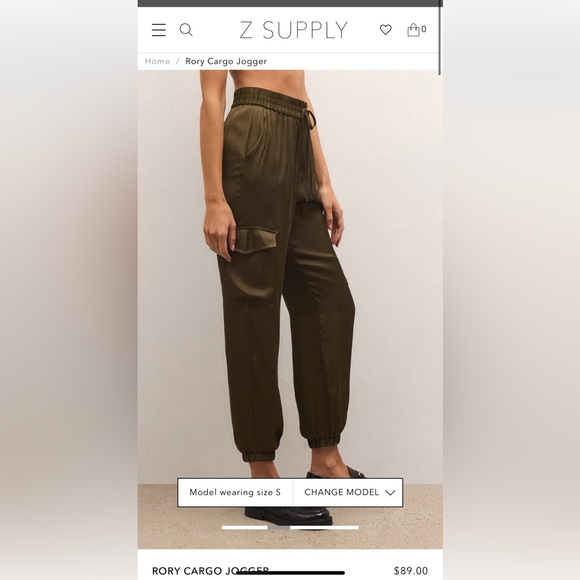 Z Supply Rory Cargo Jogger in Kelp - Picture 2 of 8